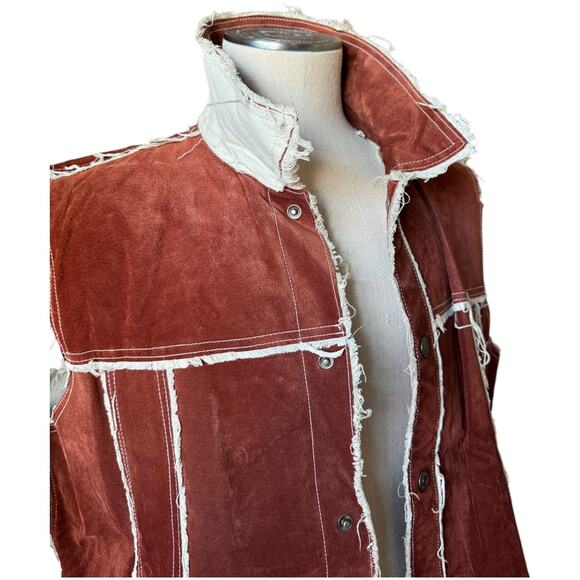 Vintage M. Julian Wilsons Leather distressed patchwork lined brown vest size XL - Picture 7 of 16